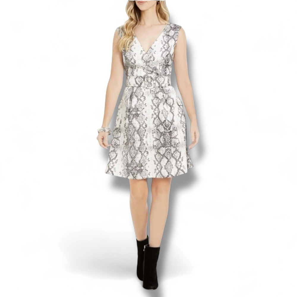Julia Jordan Snake Print Fit & Flare Dress